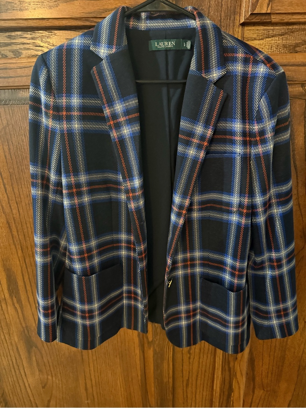 Lauren Ralph Lauren Navy Plaid Blazer